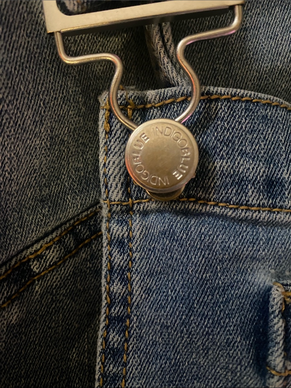 Indigo Blue Light Wash Denim Overalls Maternity - Picture 5 of 5